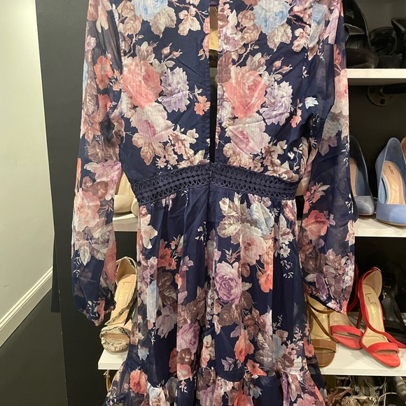 Blue Floral Mini Dress! - Picture 2 of 4